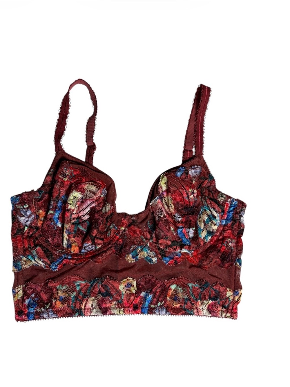 Cosabella abstract multicolor mesh lace underwire dentelle bra size 34C